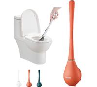Modern Flexible Silicone Toilet Caspa for Home, Silicone Toilet Brush and Holder Set, Wall Mounted Toilet Cleaner Wand, Rubber Toilet Brush, Bathroom Toilet Scrubber Brushes with Dispenser (Orange)
