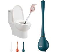 Modern Flexible Silicone Toilet Caspa for Home, Silicone Toilet Brush and Holder Set, Wall Mounted Toilet Cleaner Wand, Rubber Toilet Brush, Bathroom Toilet Scrubber Brushes with Dispenser (Blue)