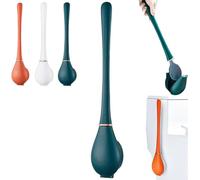 Modern Flexible Silicone Toilet Caspa for Home,Silicone Toilet Wand Bowl Brush,Holder Cleaning Set,Wall Mounted Rubber Bathroom Toilet Scrubber Bowl Cleaner Brushes,Toilet Wand Cleaning Kit (Green)
