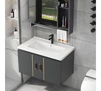 Modern Floating Bathroom Vanity with Sink, Wall Mounted Wash Basin, Storage Cabinet with 2 Doors, Ideal for Home or Hotel, Gray Finish, Compact Design