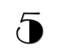 Modern Floating House Number 5, BROADWAY Door Numbers in 3 Sizes (15, 20, 25cm / 5.9, 7.8, 9.8in), in ixings, Colour:Black, Size:20cm / 7.9'' / 200mm