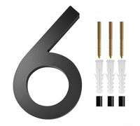 Modern Floating House Numbers 5 Inch Black Address Plaque Sign for Outdoor Wall Mount Home Business Street Mailbox Decor(6)