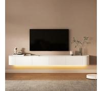 Modern Floating TV Cabinet with LED Lights Wall-Mounted Unit 2-Drawer Console for Living Room & Bedroom 180cm Stylish White Floating Shelf