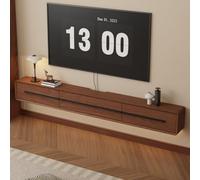 Modern Floating TV nd - Wall Mounted Entertainment Center, Solid Wood Minimalist Design with Floating Shelves for Living Room, 47.2''x9.4''x7.8'', Brown Mueble Flotante para TV