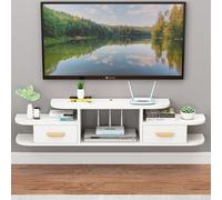 Modern Floating TV Shelf Stand with Storage Drawers - Wall-Mounted Media Cabinet Unit for Living Room, Long Wooden Console for TV and Entertainment Center