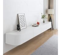 Modern Floating TV Stand 140CM Wall-Mounted Cabinet Sleek Media Console with Storage Door Stylish TV Unit for Living Room (White)