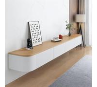 Modern Floating TV Stand 160CM Wall-Mounted Media Console Stylish TV Cabinet with Storage Doors for Living Room White Wood Finish Space-Saving Design Contemporary TV Unit