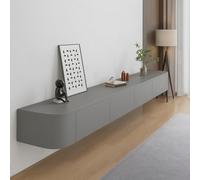 Modern Floating TV Stand 200CM Wall Mounted Cabinet Stylish Media Console with Doors Large Storage Unit for Living Room Space Saving TV Bench (Gray)