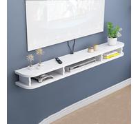 Modern Floating TV Stand 55" White Media Shelf Wall Mounted Entertainment Center Stylish Console Unit for Living Room Space Sing TV Cabinet Contemporary Design