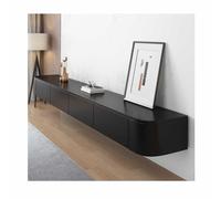 Modern Floating TV Stand Black Media Cabinet with Drawers & Drop Down Doors Stylish Wooden Entertainment Console for Living Rooms & Offices (86.6in 220cm)