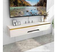 Modern Floating TV Stand Wall Mounted High Gloss Storage Cabinet Sleek Media Console Shelf with Flap Door Space-Saving Entertainment Unit for Living Room & Bedroom Contemporary White Design ...