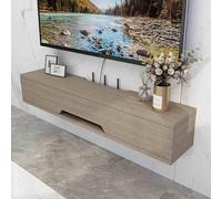 Modern Floating TV Stand Wall Mounted High Gloss Storage Cabinet Stylish Console Shelf with Flap Door Space-Saving Entertainment Unit for Living Room & Bedroom Contemporary Brown Wood Design ...