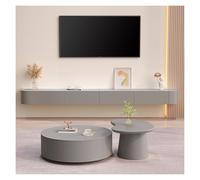 Modern Floating TV Stand - Wall-Mounted Wooden Entertainment Unit with 3/4 Storage Stylish Under TV Cabinet Gray Finish 160cm Console Shelf for Living Room