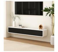 Modern Floating TV Stand WallMountCabinet White Gloss Minimalist Storage Unit with Cable Management for Living Room (120 DropDown Door Black Accent)