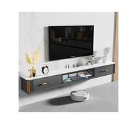 Modern Floating TV Stand with Large Storage, Luxury Media Console, Glass Flip-Down Door, Rock Plate Desktop, 4 Colors Available for Living Room (Dark Gray, 160x25x20 cm)