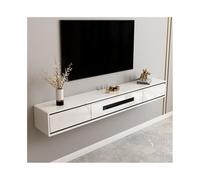 Modern Floating TV Stand with Storage - Wall Mounted Media Console for Living Room & Bedroom, 160cm Rubber Wood Design, Elegant White Finish, Space-Saving Floating TV Shelf