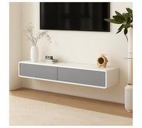 Modern Floating TV Unit Wall MountCabinetWhite Gloss Minimalist Design with Cable ManagementStylish Media Storage for Living Room (120 Dropdown Door White/Gray)