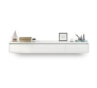 Modern Floating TV Unit - Wall-Mounted Ma Console with 2 Ders & Sto Shelf - White TV Cabinet for Small Apartments - 200cm Space-Saving Design