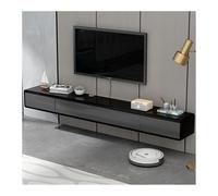 Modern Floating TV Unit - Wall-Mounted Media Console with 2 Drawers for Small Apartments, Stylish Floating Shelf for Under TV Storage (Gray & Black, 180cm)