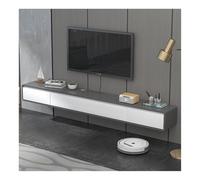 Modern Floating TV Unit - Wall-Mounted Media Console with 2 Drawers, Space-Saving Small TV Cabinet for Apartments, Stylish Floating Shelf for Under TV Storage (White & Gray, 300cm)