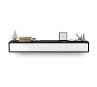 Modern Floating TV Unit - Wall-Mounted Media Console with 2 Drawers, Stylish Small Apartment TV Cabinet & Floating Shelf for Under TV Storage (White & Black, 160cm)