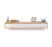 Modern Floating TV Unit WallMounted Media Console with 2 Drawers Stylish Apartment TV Cabinet SpaceSaving Floating Shelf for Under TV Storage (Wood & White 140cm)