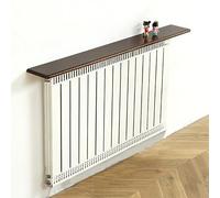 Modern Floating Wooden Radiator Shelf Space Saving Radiator Cover for Living Room & Bedroom Dark Brown 140x16cm (55.1x6.3in) Slish Display Solut