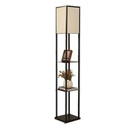 Modern Floor Lamp with White Shade & Multi-functional Shelves - Perfect Lighting & Decor for Living Room Bedroom Study or Hotel - Stylish and Versatile Design