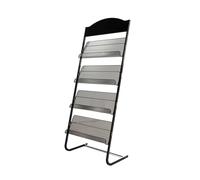 Modern Floor Standing Magazine Rack2/4 Tier Newspaper & Brochure Display Stand for Catalogs Reference Files LiteratureIdeal for Exhibitions Hospitals OfficesBlack 24.8"x14.2"x57.5"