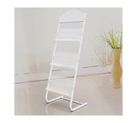 Modern Floor Standing Magazine Rack2/4 Tier Newspaper Holder Brochure Display Stand for Catalogs & Literature Ideal for Exhibitions Hospitals Offices White 18.9"x14.2"x49.6"