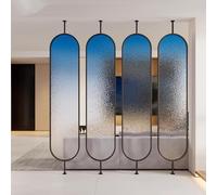 Modern FloortoCeiling Room Divider 3Panel Translucent Tempered Glass Partition for Office Restaurant and Entrance Dimensions 220x50cm (86.6x19.7in)