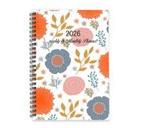 Modern Floral 2026 Journal Diary A5 To Do List Personal Organisers 2026 Diary Mens Planner for University Student Week To View Monthly Year Planner with Dotted Line Note Page Slim