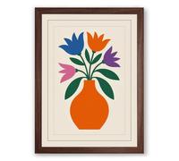 Modern Floral Arrangement Botanical Framed Wall Art Print A4 (29.7×21cm) Walnut, Wall Decor for Living Room, Bedroom, Office & Home, Ready to Hang, Art Gift