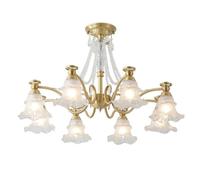 Modern Floral Glass Ceiling Light Fixture - 8-Head Stylish Contemporary Lamp for Dining Room, Unique Home Decor, Elegant Lighting Design, Classic and Chic Illumination.