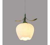 Modern Floral Glass Pendant Light - Adjustable Height Flower Bud Hanging Fixture for Bedroom, Kitchen Island, White/Green E27 Mini Ceiling Lamp (Green Flower Stalk)