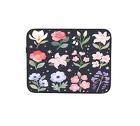 Modern Floral Navy Dark Laptop Sleeve Case Notebook Computer Pouch Tablet Briefcase Carrying Bag for Work 10 Inch