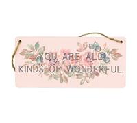 Modern Floral Pink Hanging Sign - All Kinds of Wonderful Love for Home - Plywood Decor with Charming Design - Perfect Kitchen Centre Piece