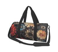 Modern Floral Print Travel Duffel Bag Large Foldable Round Travel Carry on Bag with Adjustable Shoulder Strap for Weekender Overnight Flight Hospital Sports