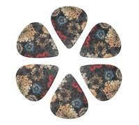 modern floral Printed Guitar Picks 6-Pack with Holder - 0.46mm Funny Guitar Picks for Acoustic Guitar, Electric Guitar, Bass Guitar