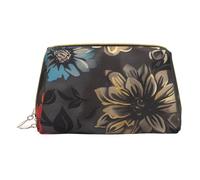 Modern Floral Printed Small Makeup Bag Portable Leather Make up Bag Travel Zipper Cosmetic Bags Organizer for Women