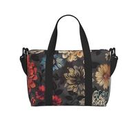 Modern Floral Printed Travel Bag Duffle Bag for Men Women, Large Water Resistant Gym Bag Weekend Holdall Bag with Shoulder Strap