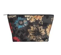 Modern Floral Printed Travel Makeup Bag Trapeze Cosmetic Bag Makeup Case Toiletry Bag Organiser for Women