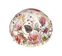 Modern Floral Shower Cap Shower Caps For Women Double-Layer Waterproof Shower Caps, Reusable.