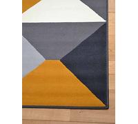 Modern Florence Ochre Gold Mustard Grey Triangle Rugs (70cm x 300cm runner)