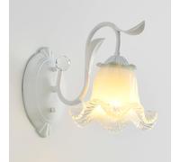 Modern Flower Glass Wall Lamps Nordic Branch Wall Sconces Cream with Crystal Decor Iron Indoor(Wit 1-Head)