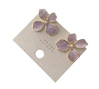 Modern Flower Shape Ear Studs Handmade Copper Texture Jewelry Irregular Design Earrings for Girls All Women, フリーサイズ