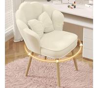 Modern Flower Shape Vanity Chair, 360° Swivel Makeup Stool with High Back, Stylish Accent Chair for Living Room, Dressing Room, Bedroom, Beauty & Comfort