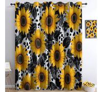 Modern Flower Sunflower Blackout Curtains Bedroom Super Soft Thermal Insulated Eyelet Blackout Drapes Pencil Pleat Curtains for Living Room 46 x 54 Inch, Yellow, 2 Panels