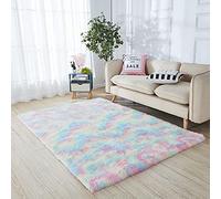 Modern Fluffy Rainbow Area Rug Tie-Dye Shaggy Rugs for Bedroom Living Room Ultra Soft Shag Fur Carpets for Kids Girls Nursery Room Plush Fuzzy Rug Cute Home Decor Rug,Color,120 x 160cm