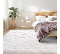 Modern Fluffy Short Pile Rug 145 x 220 cm Non-Slip Carpet, Low Pile, Non-Shedding Modern Rugs Living Room Easy to Clean, Many Different Sizes for The Bedrooms and Kitchen, White
